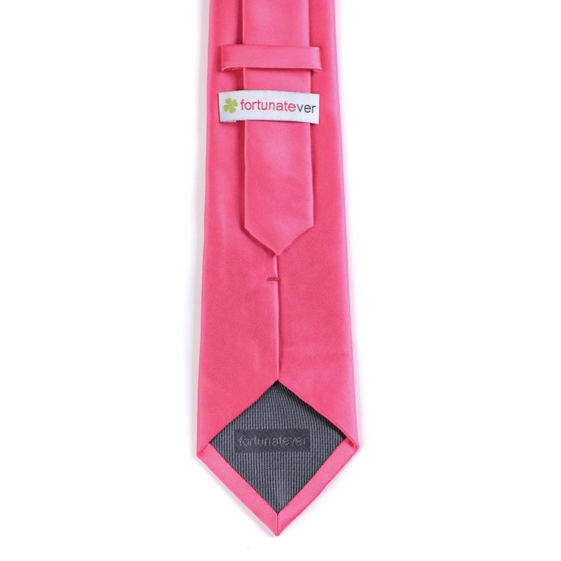 fortunatever Classical Men's Solid Necktie,Hot Pink Ties For Men With Gift Box - Image 2